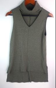 MOD S Gray Olive Ribbed Sleeveless Knit Top
